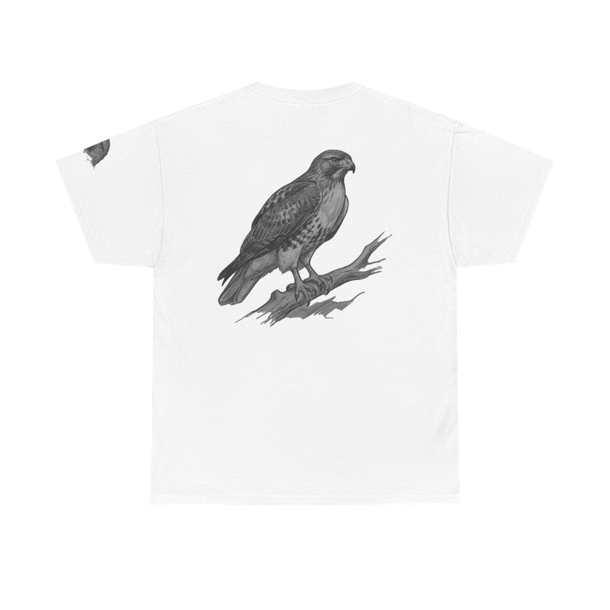 Color: White | Pencil Sketch Art Red-Tailed Hawk Premium Graphic Tee
