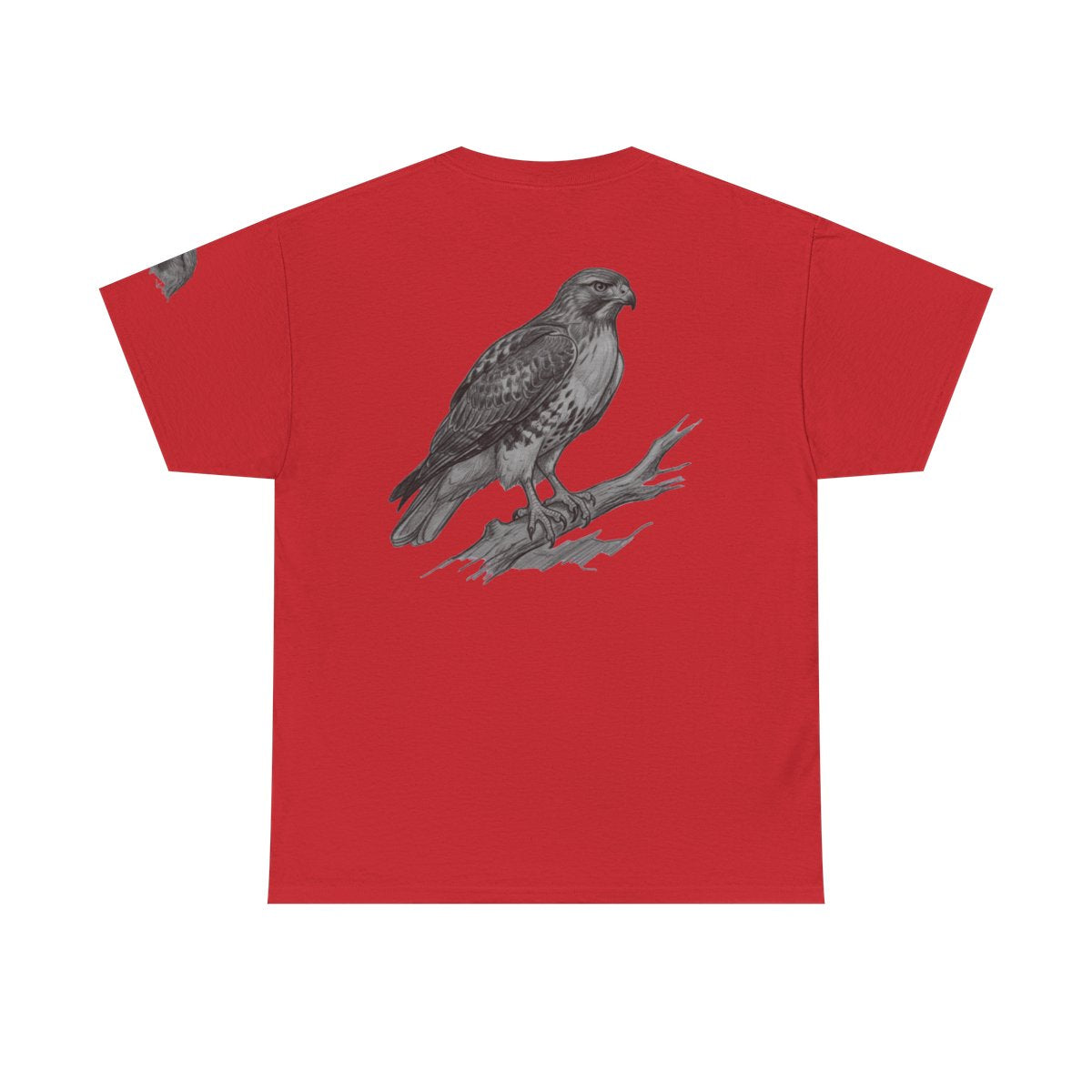 Color: Red | Pencil Sketch Art Red-Tailed Hawk Premium Graphic Tee
