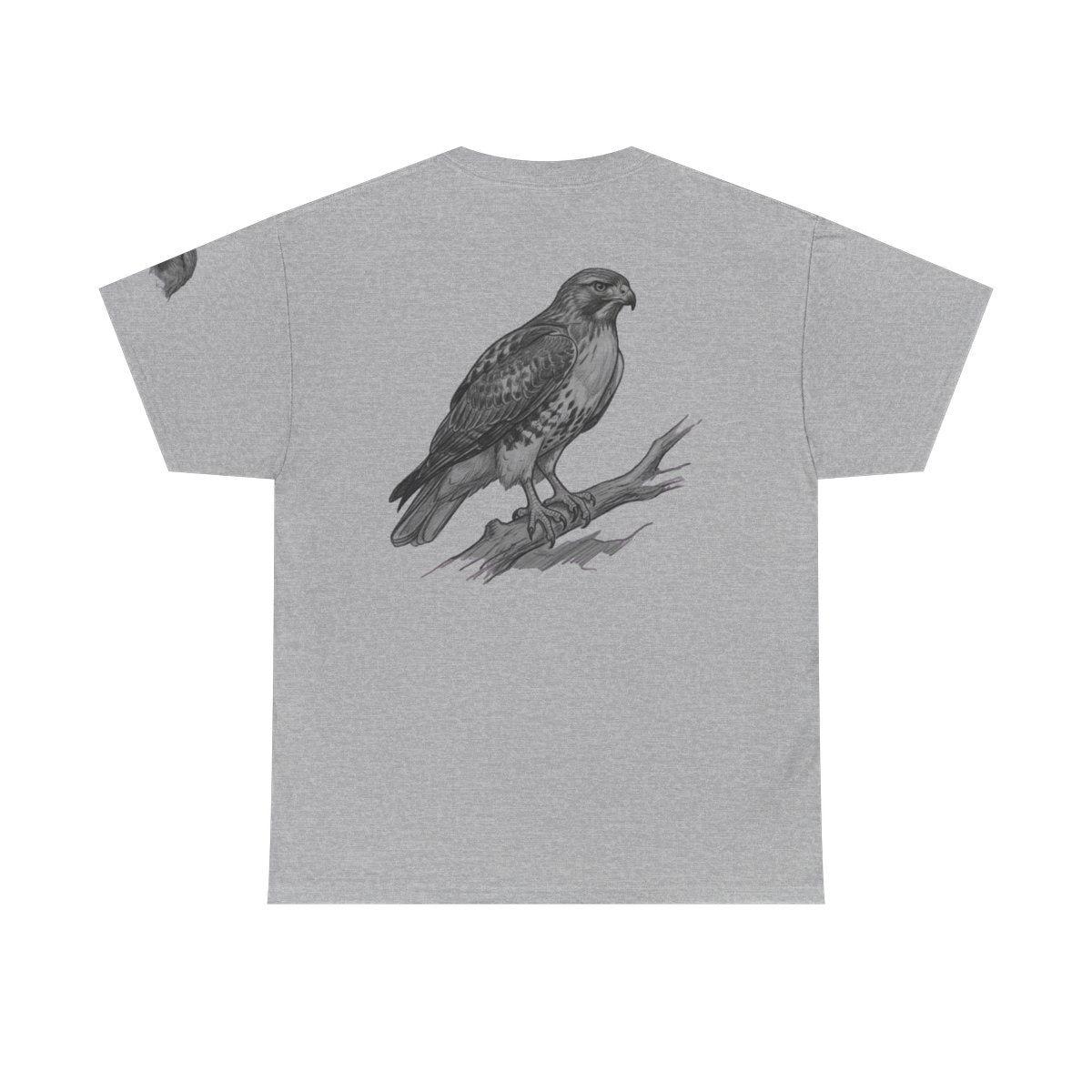 Color: Sport Grey | Pencil Sketch Art Red-Tailed Hawk Premium Graphic Tee