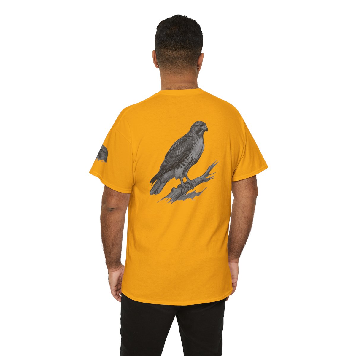 Color: Gold | Pencil Sketch Art Red-Tailed Hawk Premium Graphic Tee