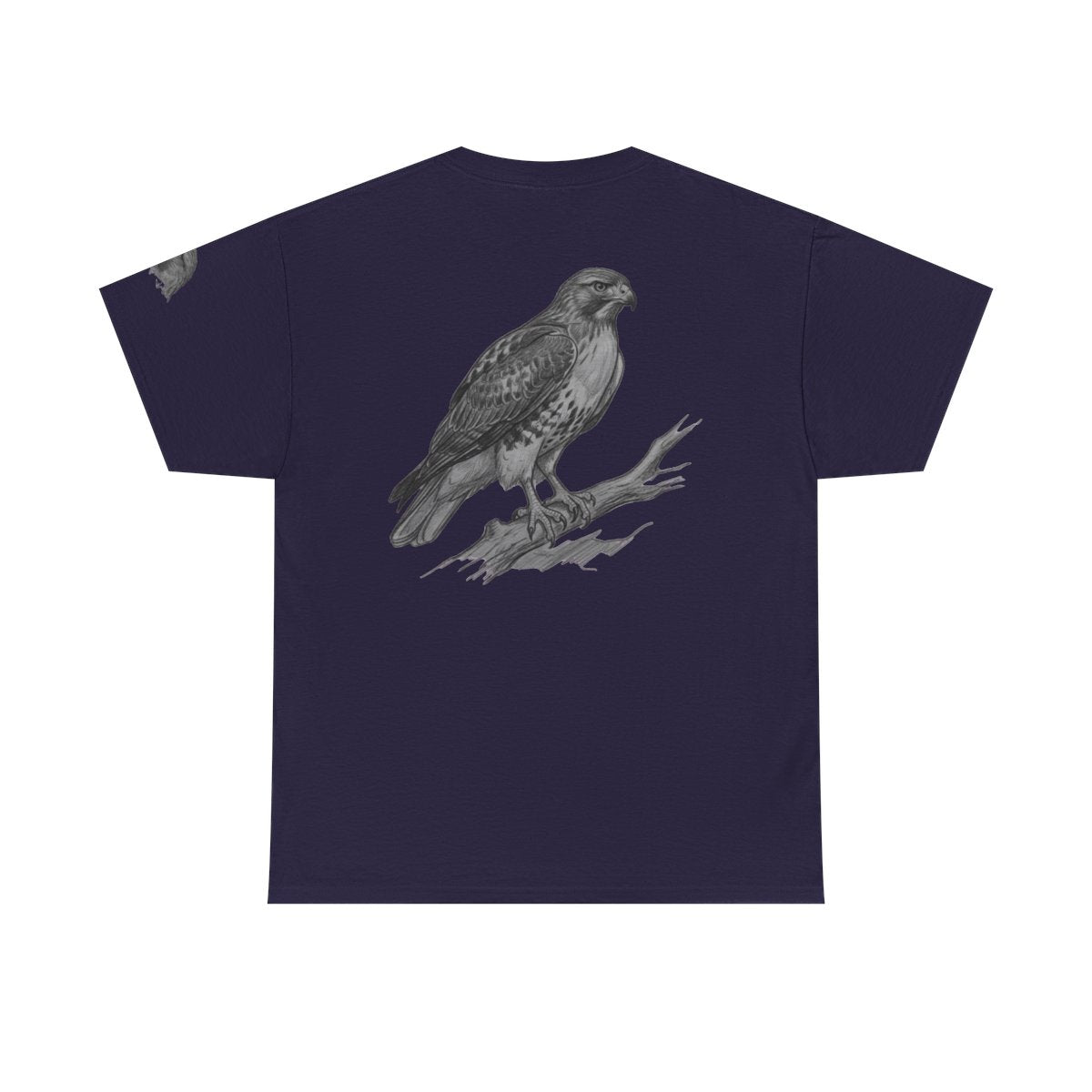 Color: Blackberry | Pencil Sketch Art Red-Tailed Hawk Premium Graphic Tee