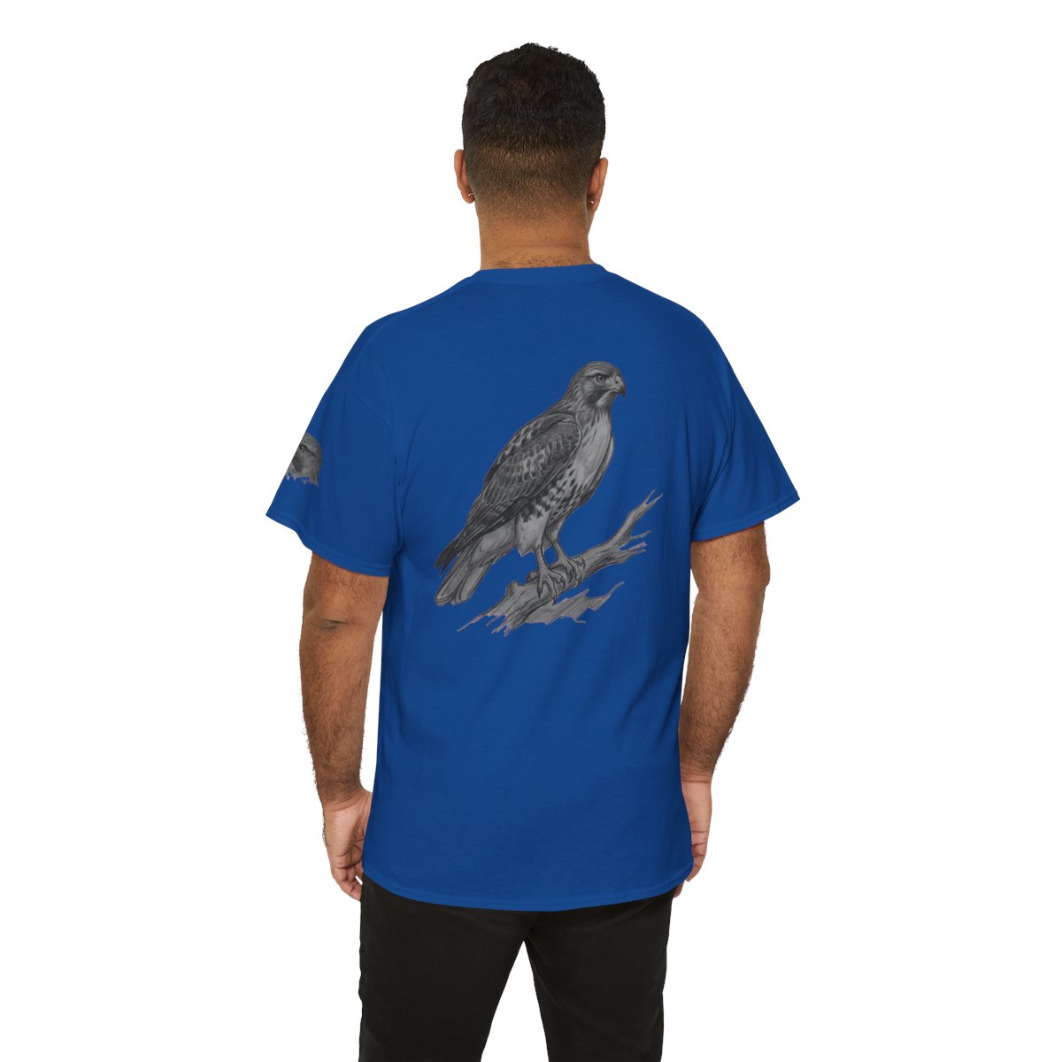 Color: Royal | Pencil Sketch Art Red-Tailed Hawk Premium Graphic Tee