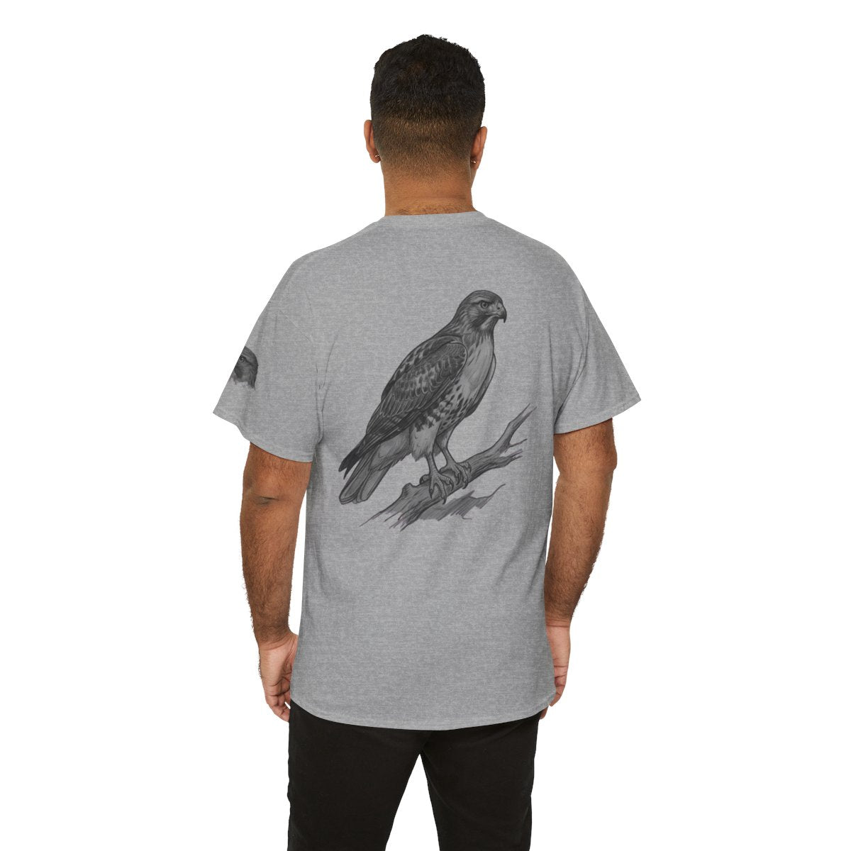 Color: Sport Grey | Pencil Sketch Art Red-Tailed Hawk Premium Graphic Tee