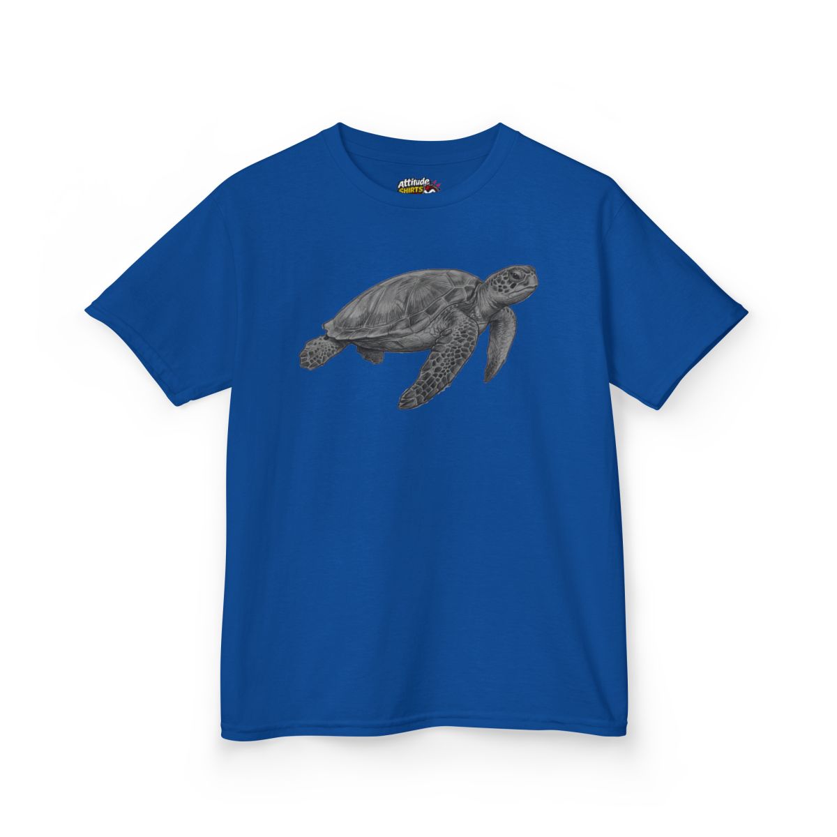 Color: Royal | Pencil Sketch Art Sea Turtle Kids Tee