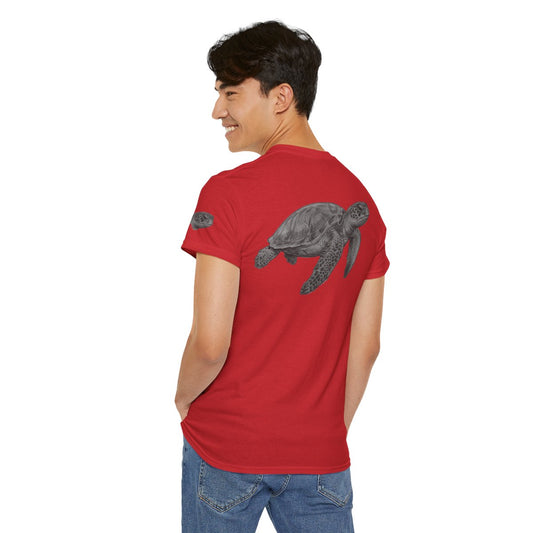 Color: Red | Pencil Sketch Art Sea Turtle Premium Graphic Tee