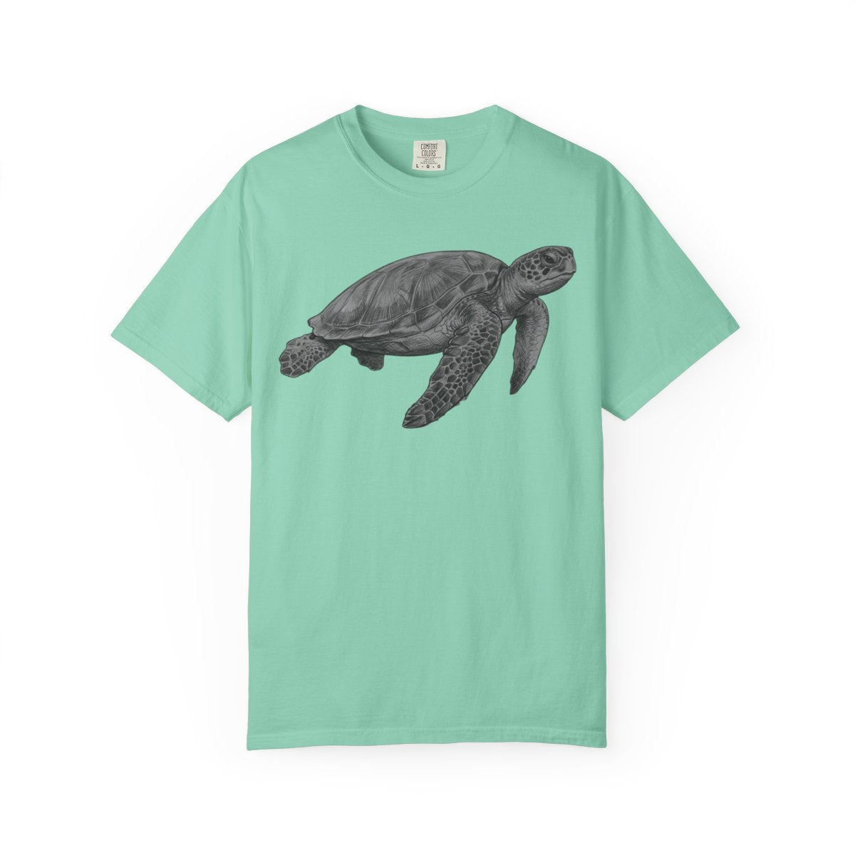 Color: Island Reef | Pencil Sketch Art Sea Turtle Unisex Garment-Dyed Tee