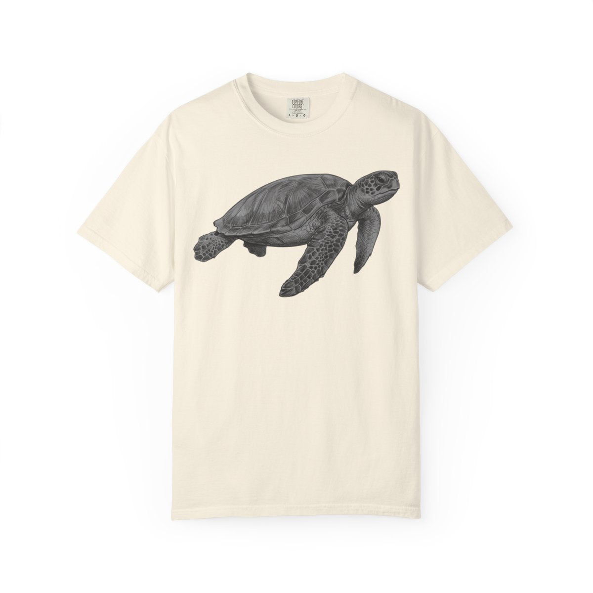 Color: Ivory | Pencil Sketch Art Sea Turtle Unisex Garment-Dyed Tee
