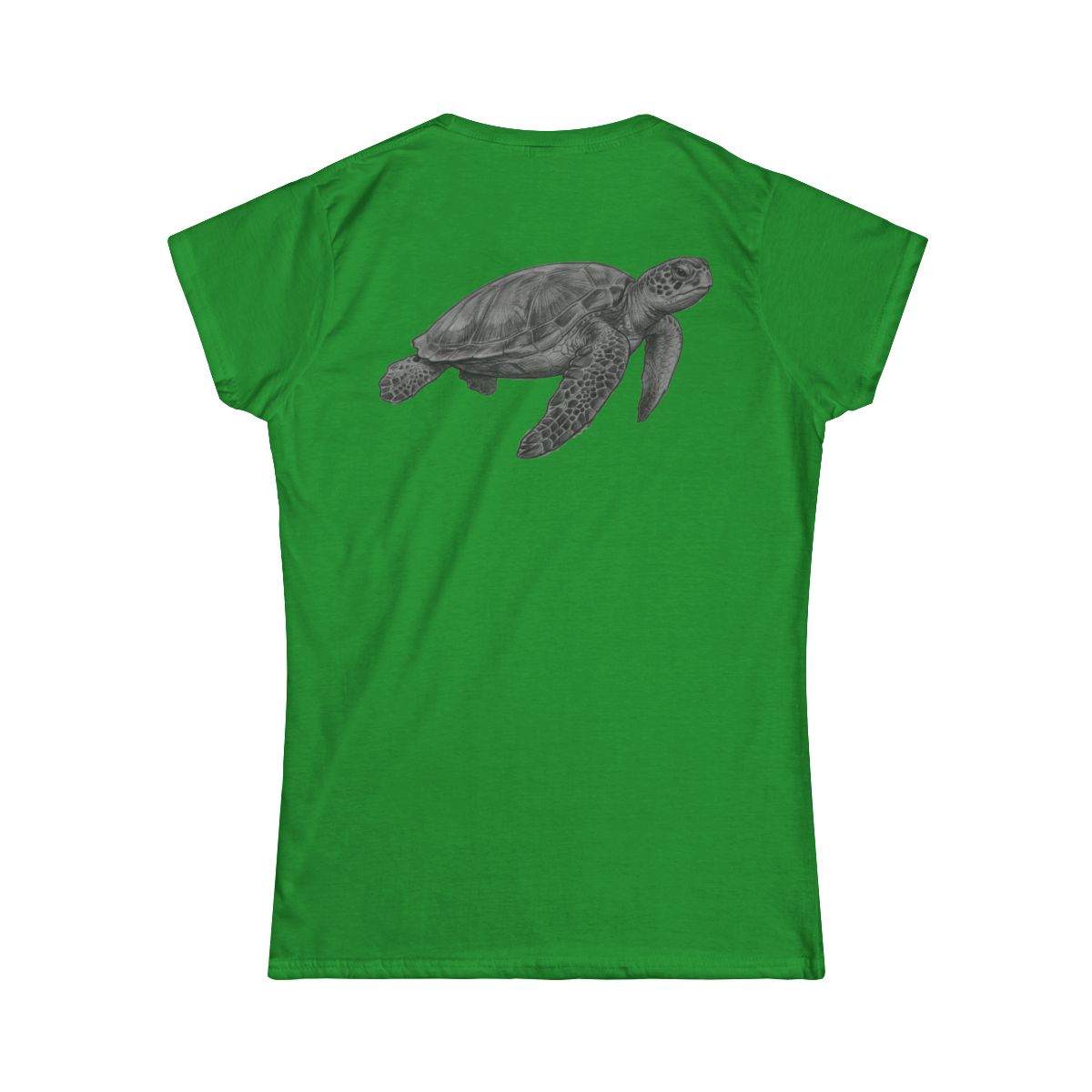 Color: Irish Green | Pencil Sketch Art Sea Turtle Women's Tee