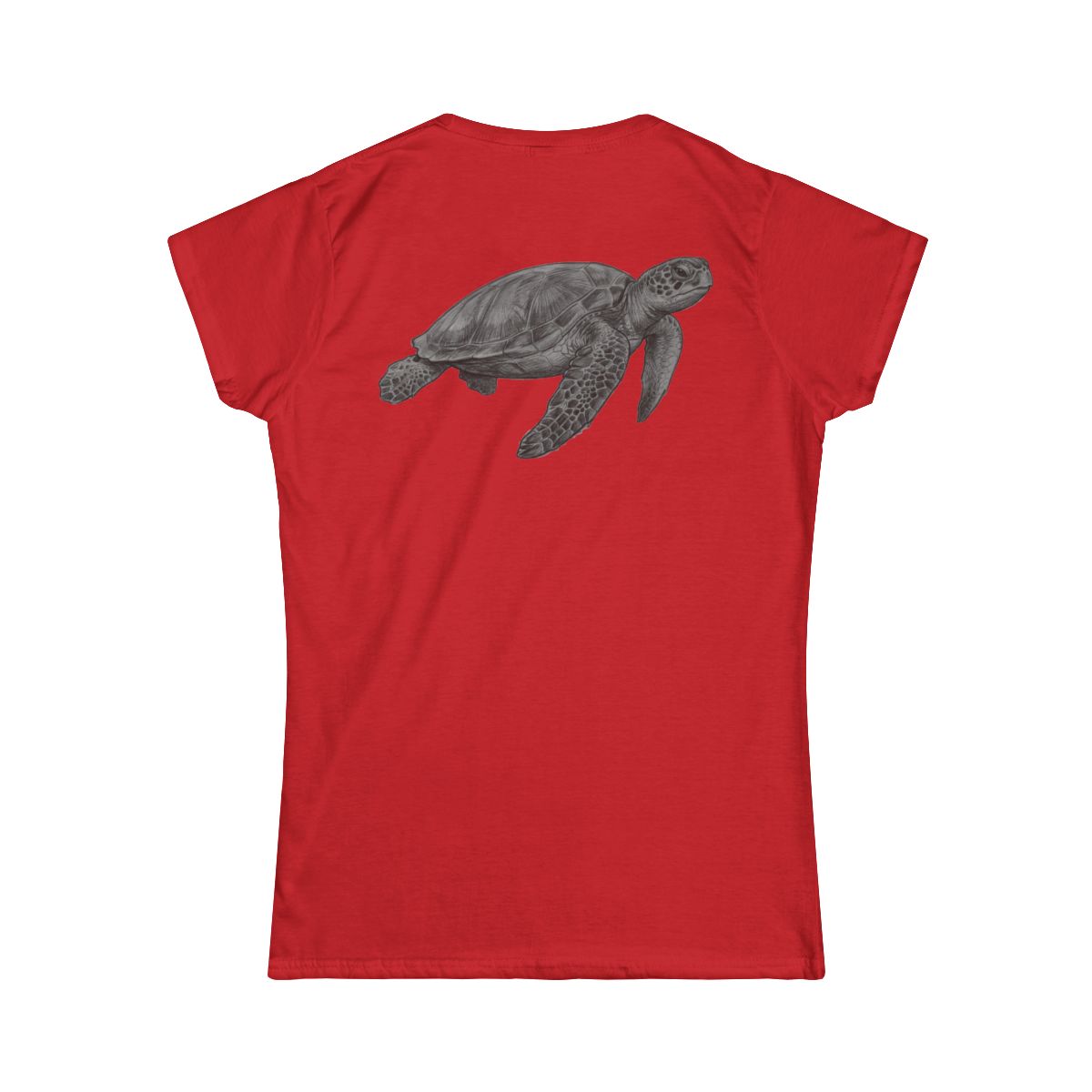 Color: Red | Pencil Sketch Art Sea Turtle Women's Tee