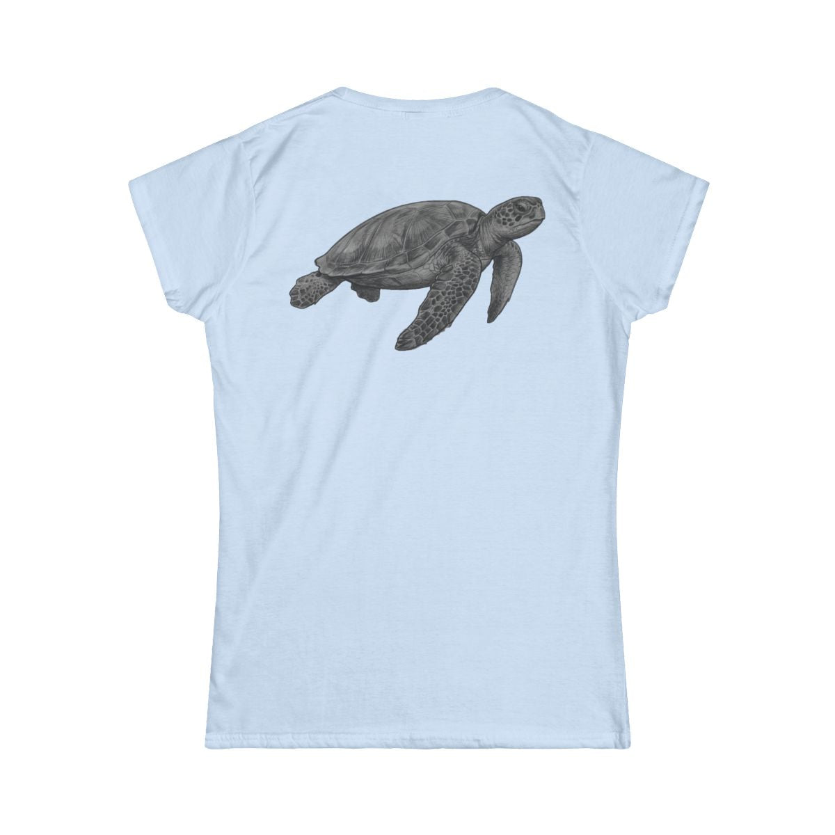 Color: Light Blue | Pencil Sketch Art Sea Turtle Women's Tee