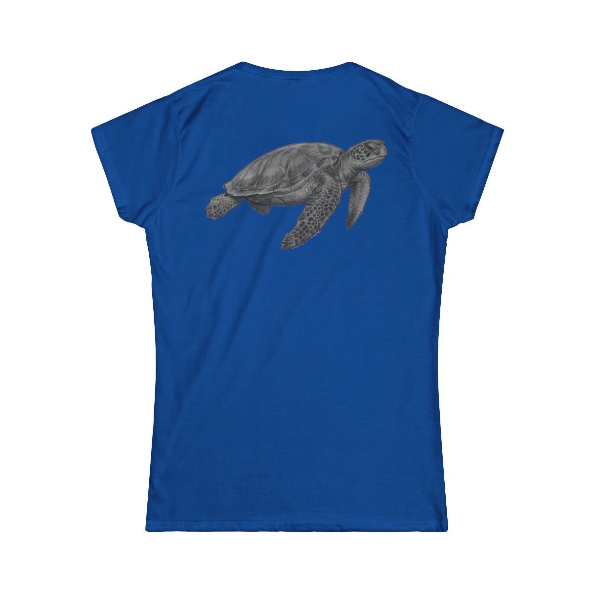 Color: Royal | Pencil Sketch Art Sea Turtle Women's Tee
