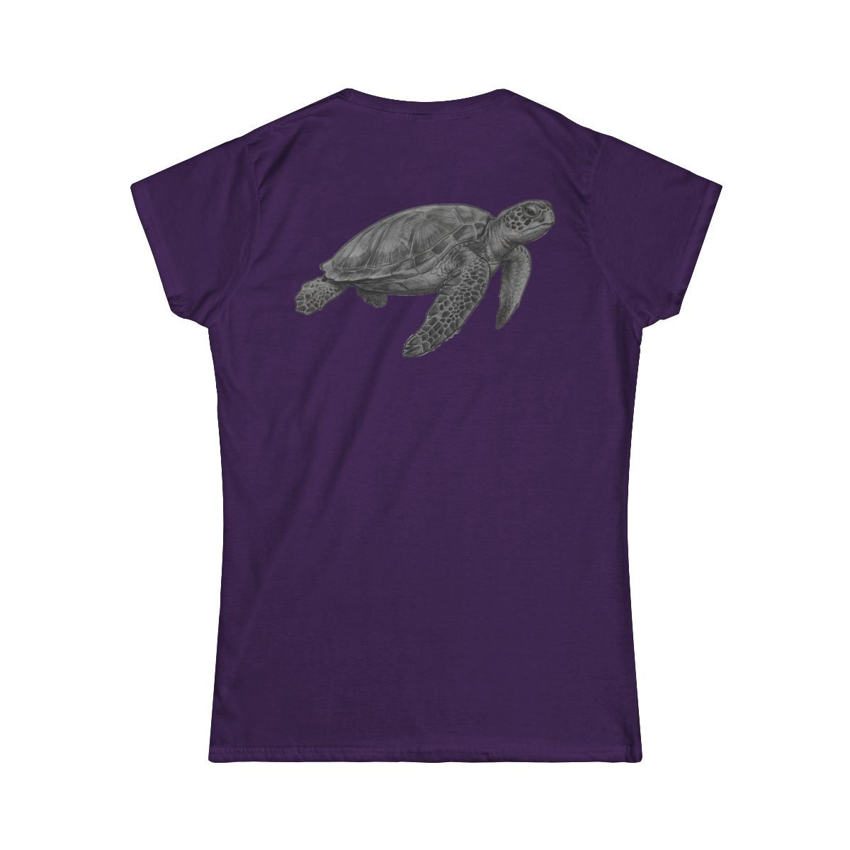 Color: Purple | Pencil Sketch Art Sea Turtle Women's Tee