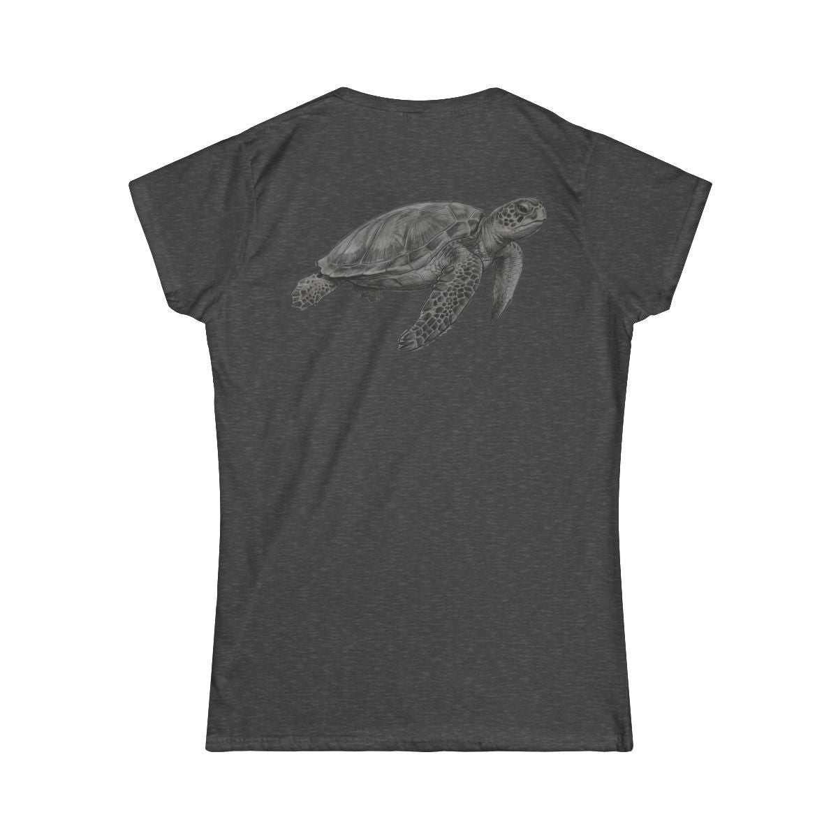 Color: Dark Heather | Pencil Sketch Art Sea Turtle Women's Tee