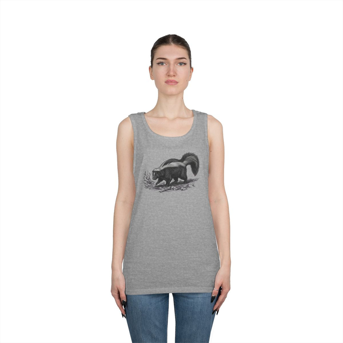 Color: Sport Grey | Pencil Sketch Art Skunk Tank Top