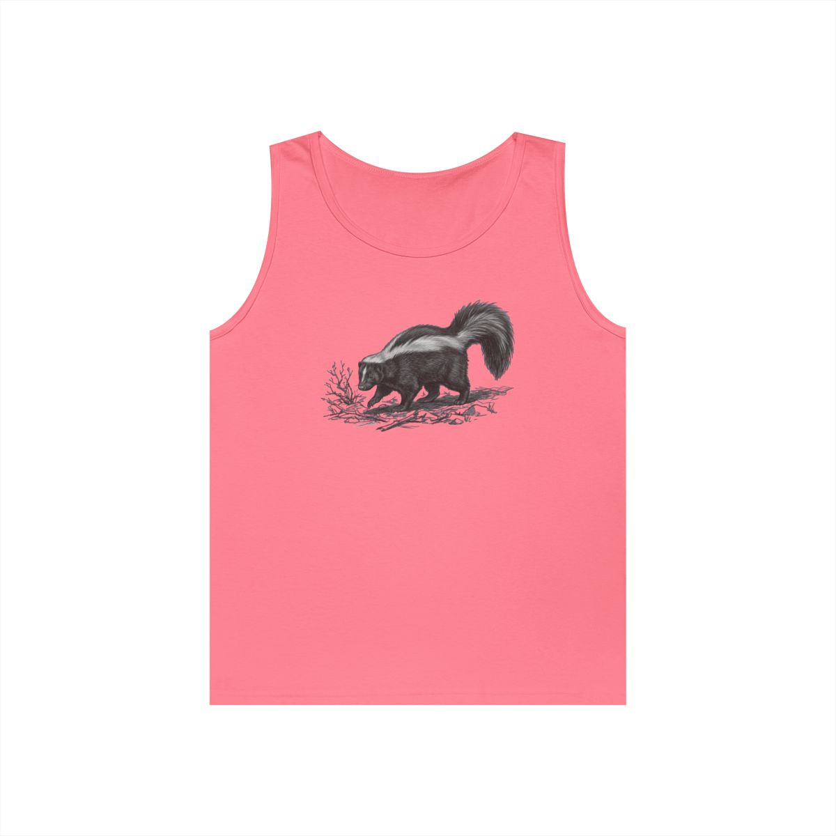 Color: Safety Pink | Pencil Sketch Art Skunk Tank Top