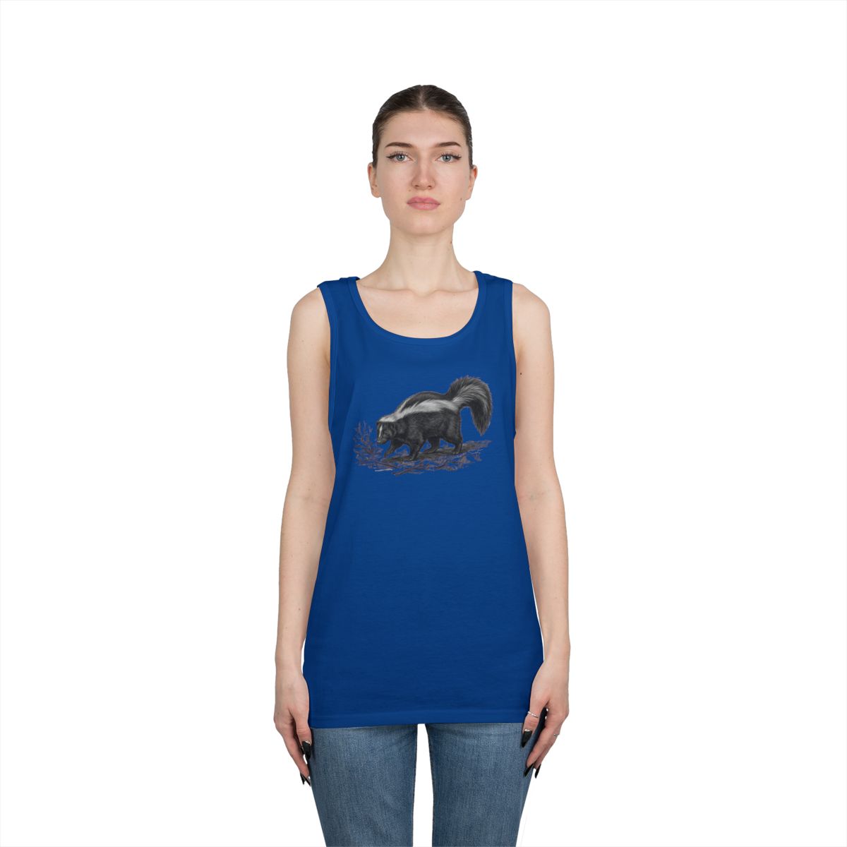Color: Royal | Pencil Sketch Art Skunk Tank Top