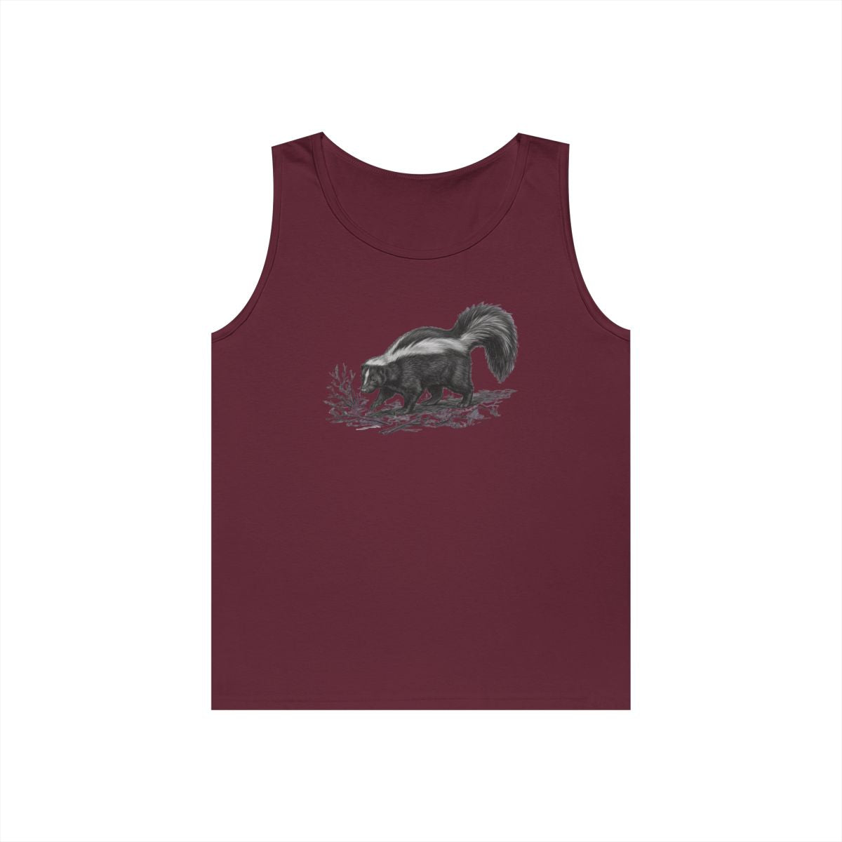 Color: Maroon | Pencil Sketch Art Skunk Tank Top