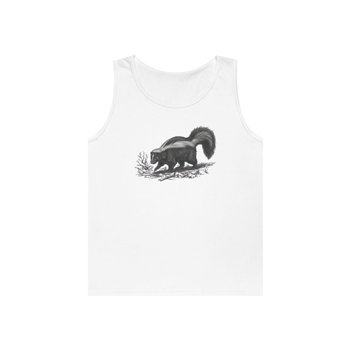 Color: White | Pencil Sketch Art Skunk Tank Top
