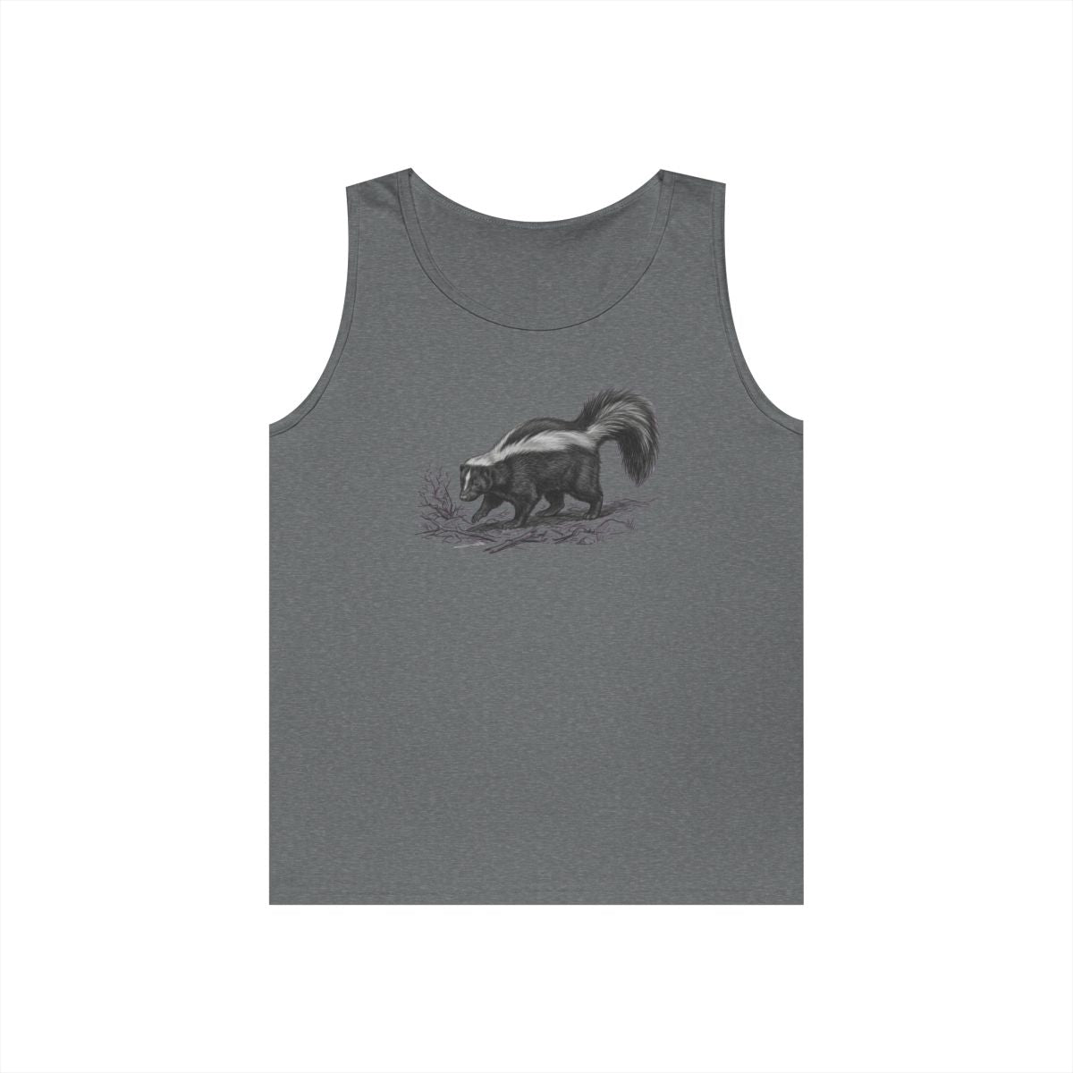 Color: Graphite Heather | Pencil Sketch Art Skunk Tank Top