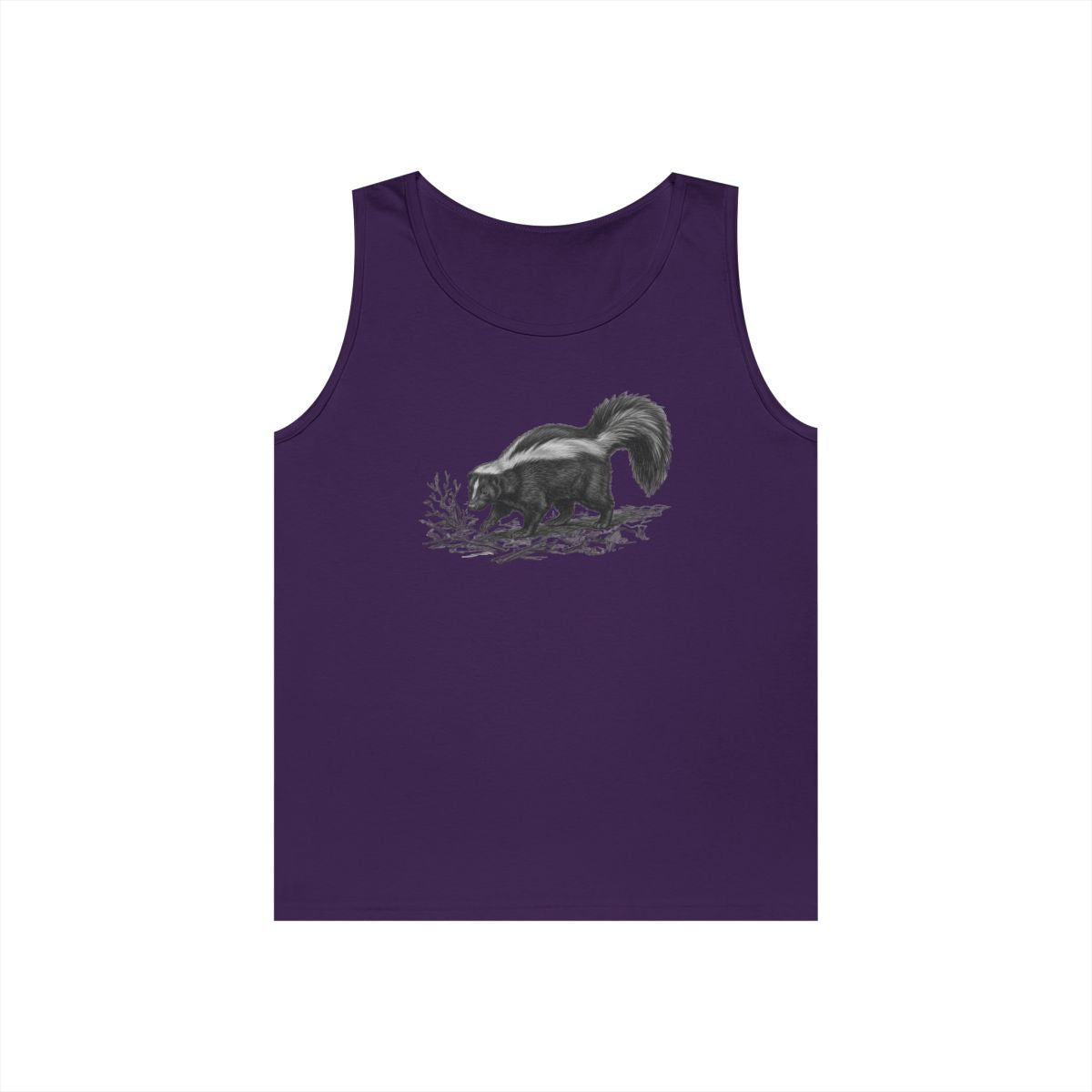 Color: Purple | Pencil Sketch Art Skunk Tank Top