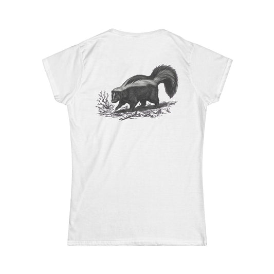Color: White | Pencil Sketch Art Skunk Women's Tee