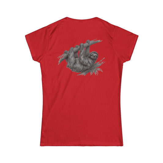 Color: Red | Pencil Sketch Art Sloth Women's Tee