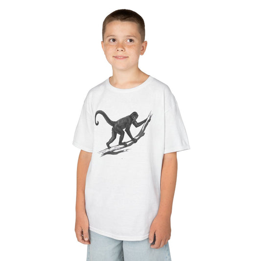 Color: White | Pencil Sketch Art Spider Monkey Kids Tee