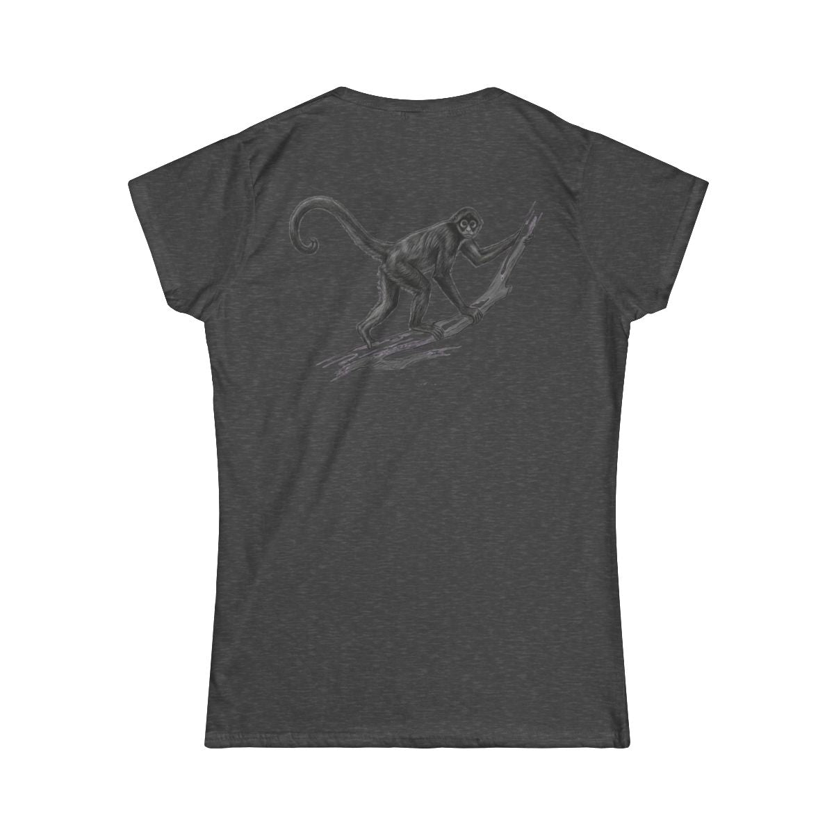 Color: Dark Heather | Pencil Sketch Art Spider Monkey Women's Tee