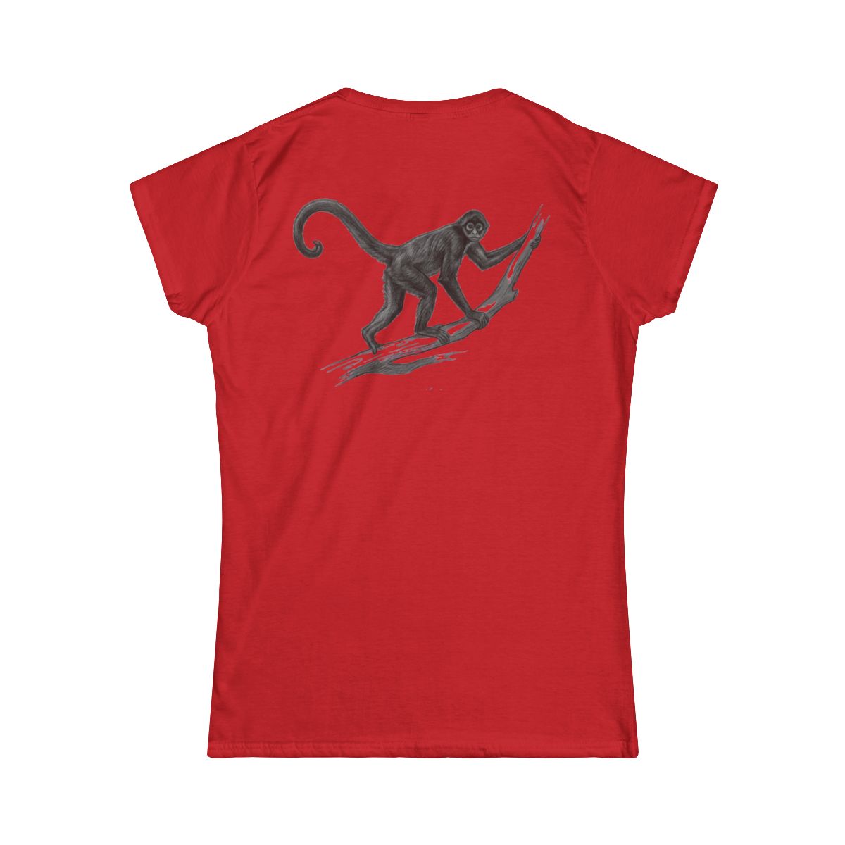 Color: Red | Pencil Sketch Art Spider Monkey Women's Tee