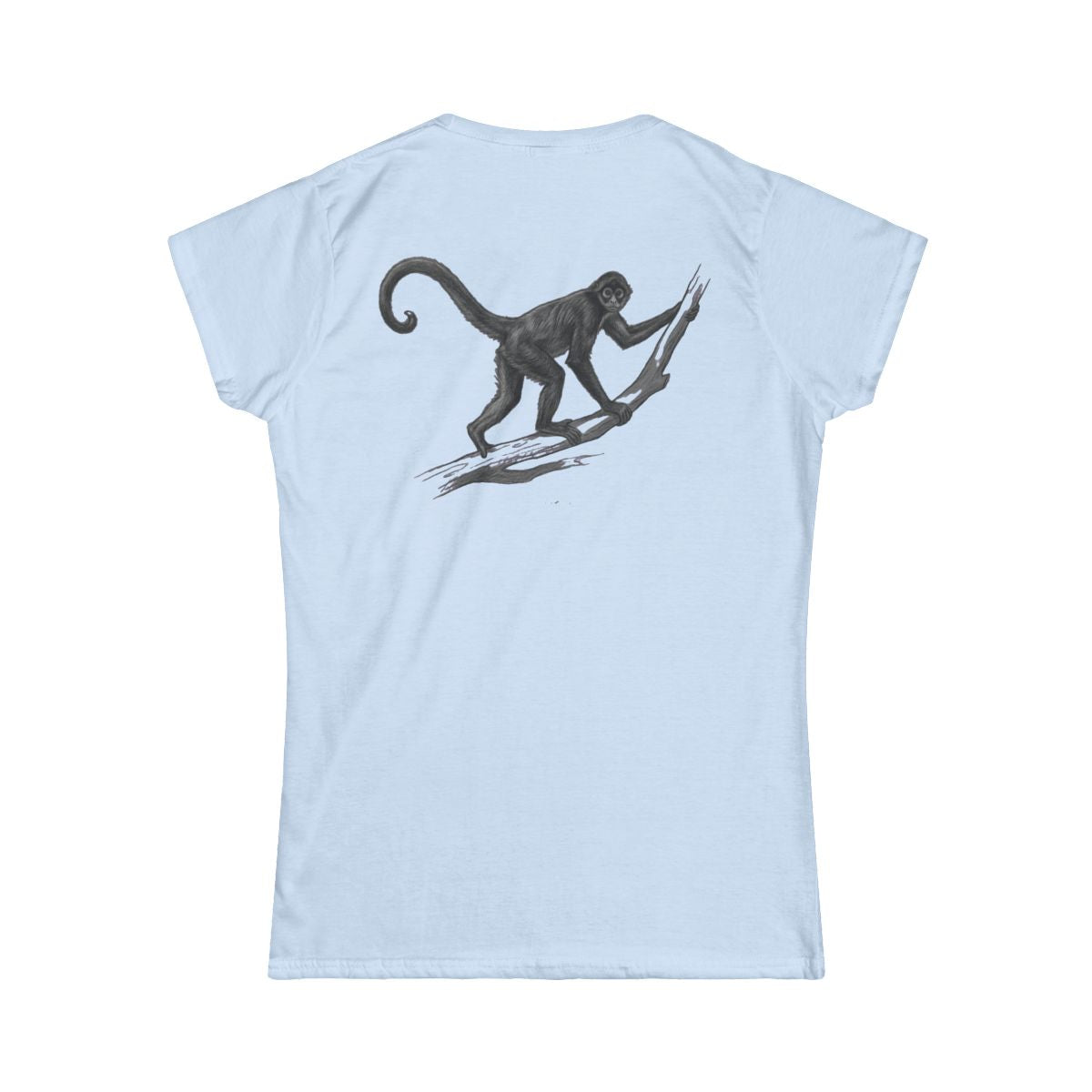 Color: Light Blue | Pencil Sketch Art Spider Monkey Women's Tee