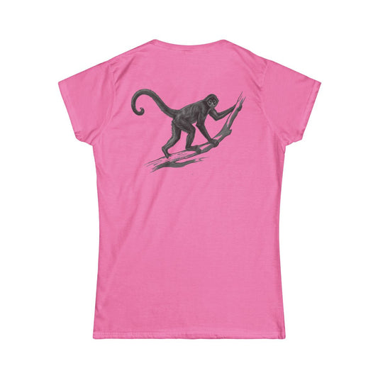 Color: Azalea | Pencil Sketch Art Spider Monkey Women's Tee