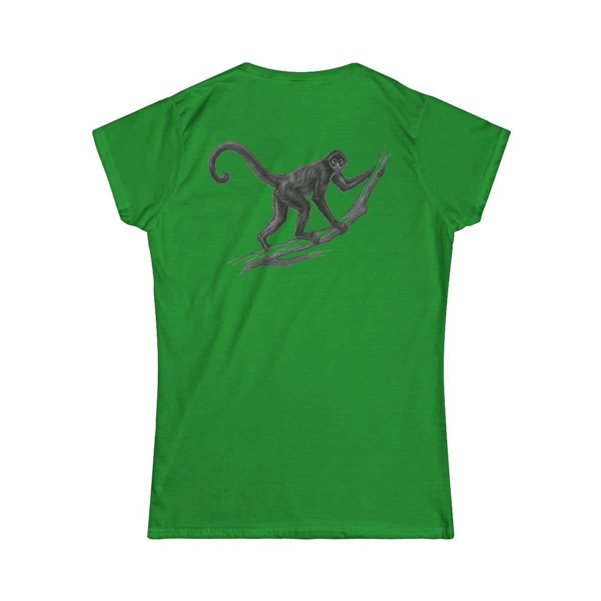 Color: Irish Green | Pencil Sketch Art Spider Monkey Women's Tee