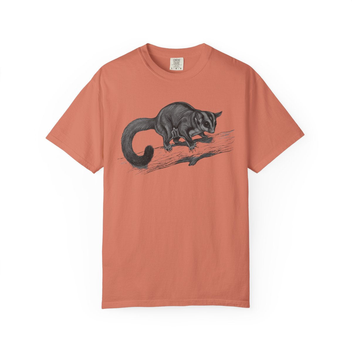 Color: Terracotta | Pencil Sketch Art Sugar Glider Unisex Garment-Dyed Tee