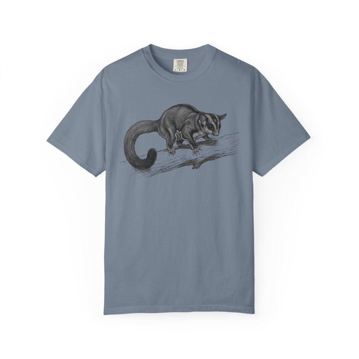 Color: Blue Jean | Pencil Sketch Art Sugar Glider Unisex Garment-Dyed Tee