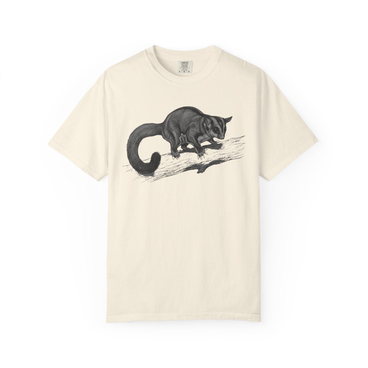 Color: Ivory | Pencil Sketch Art Sugar Glider Unisex Garment-Dyed Tee