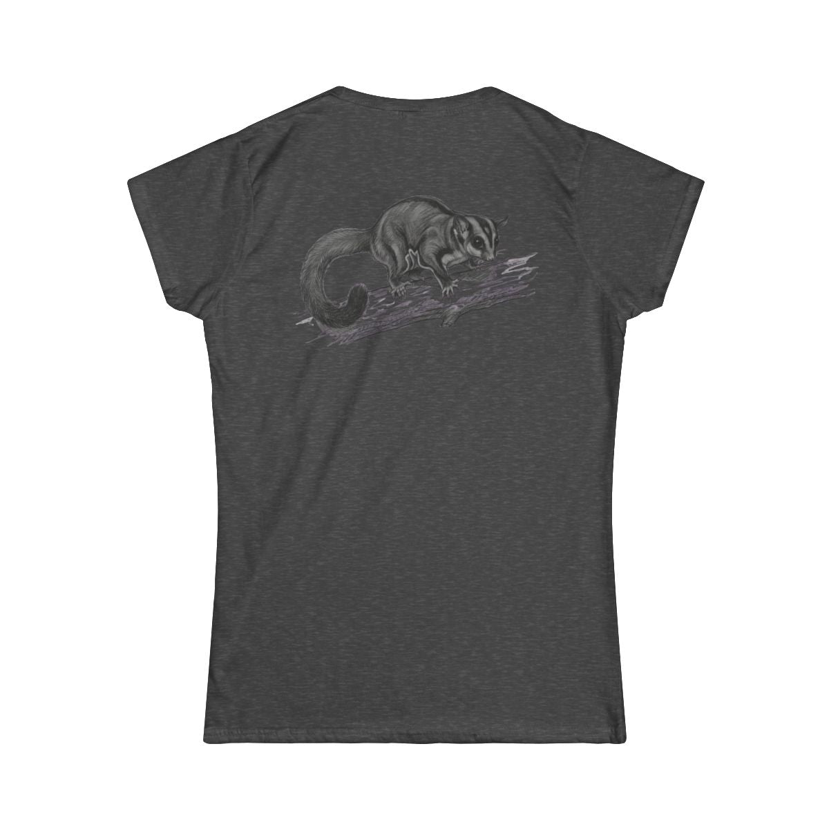 Color: Dark Heather | Pencil Sketch Art Sugar Glider Women's Tee
