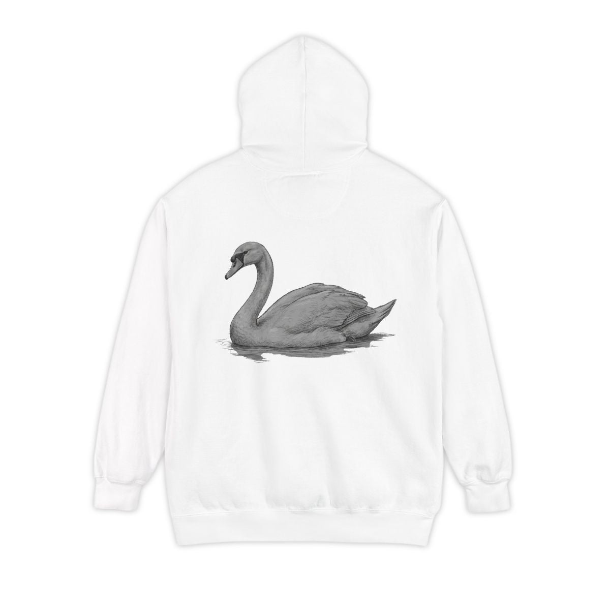 Color: White | Pencil Sketch Art Swan Garment-Dyed Hoodie