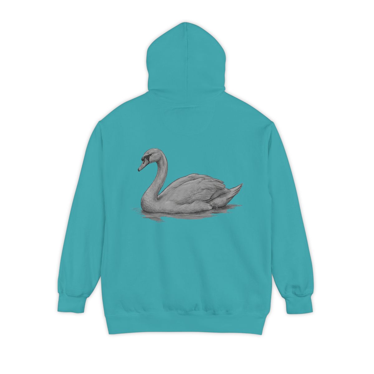 Color: Seafoam | Pencil Sketch Art Swan Garment-Dyed Hoodie