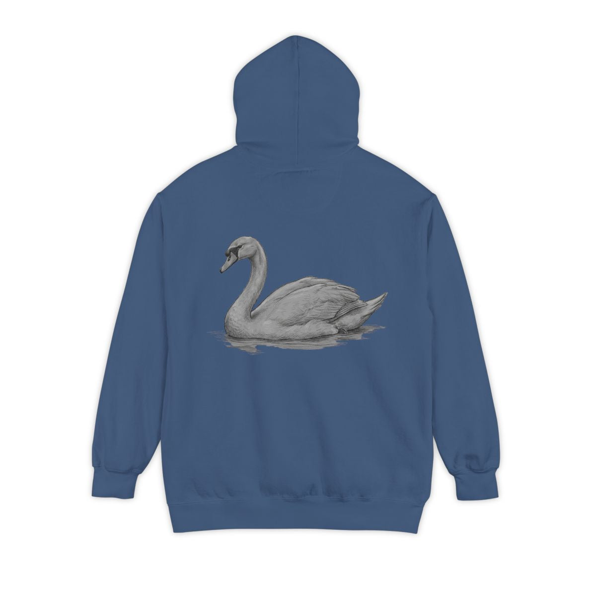 Color: True Navy | Pencil Sketch Art Swan Garment-Dyed Hoodie