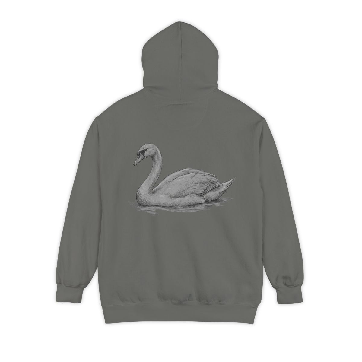 Color: Grey | Pencil Sketch Art Swan Garment-Dyed Hoodie