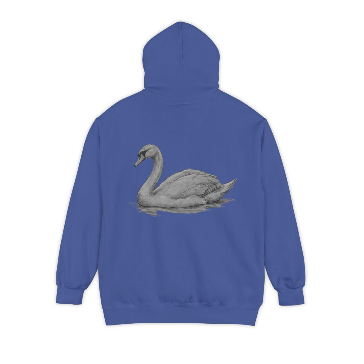 Color: Flo Blue | Pencil Sketch Art Swan Garment-Dyed Hoodie