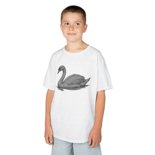 Color: White | Pencil Sketch Art Swan Kids Tee