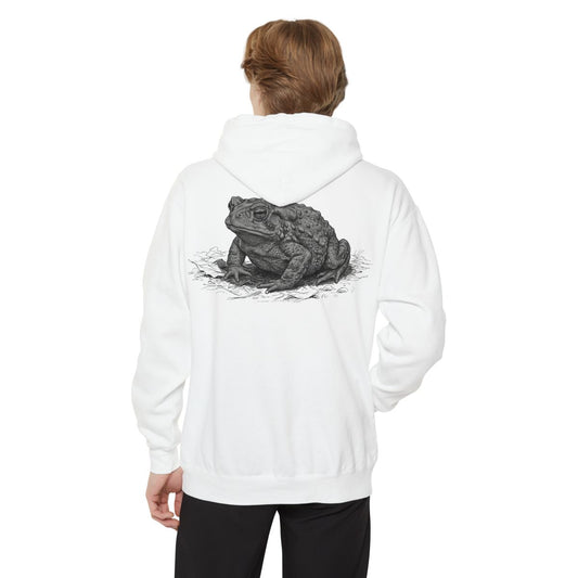 Color: White | Pencil Sketch Art Toad Garment-Dyed Hoodie