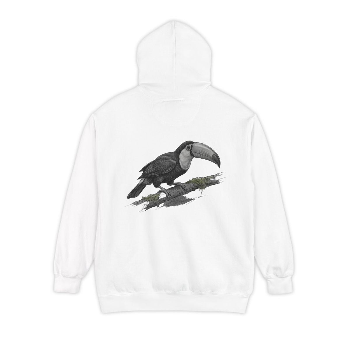 Color: White | Pencil Sketch Art Toucan Garment-Dyed Hoodie