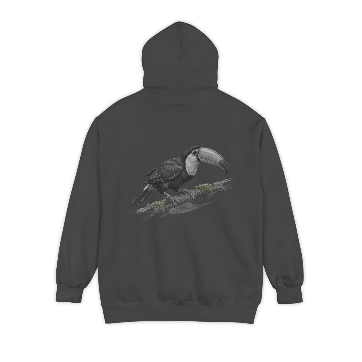 Color: Pepper | Pencil Sketch Art Toucan Garment-Dyed Hoodie