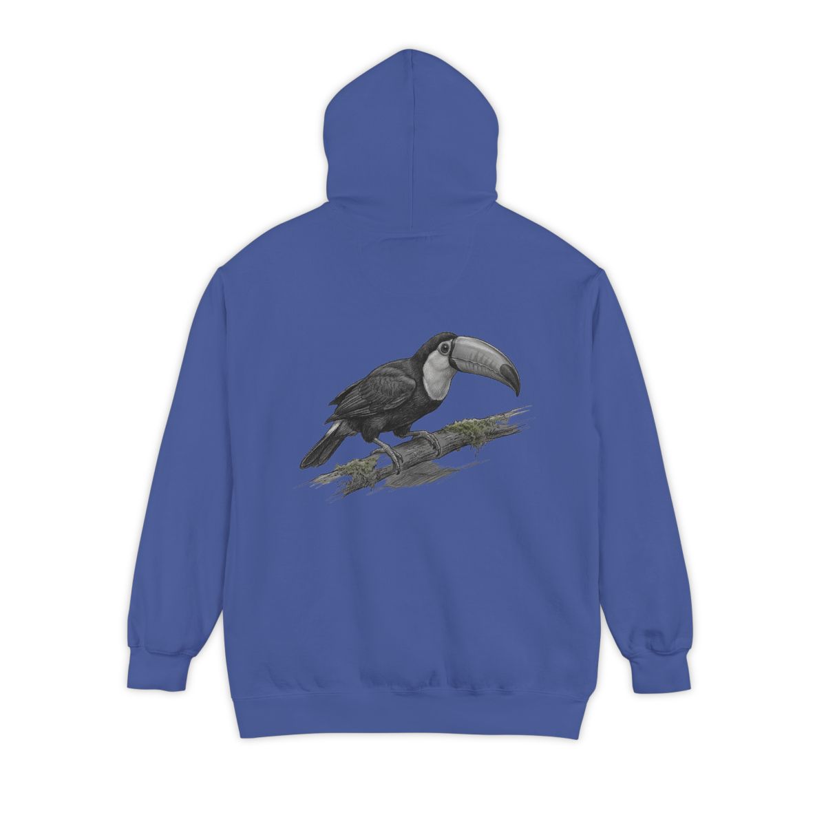 Color: Flo Blue | Pencil Sketch Art Toucan Garment-Dyed Hoodie