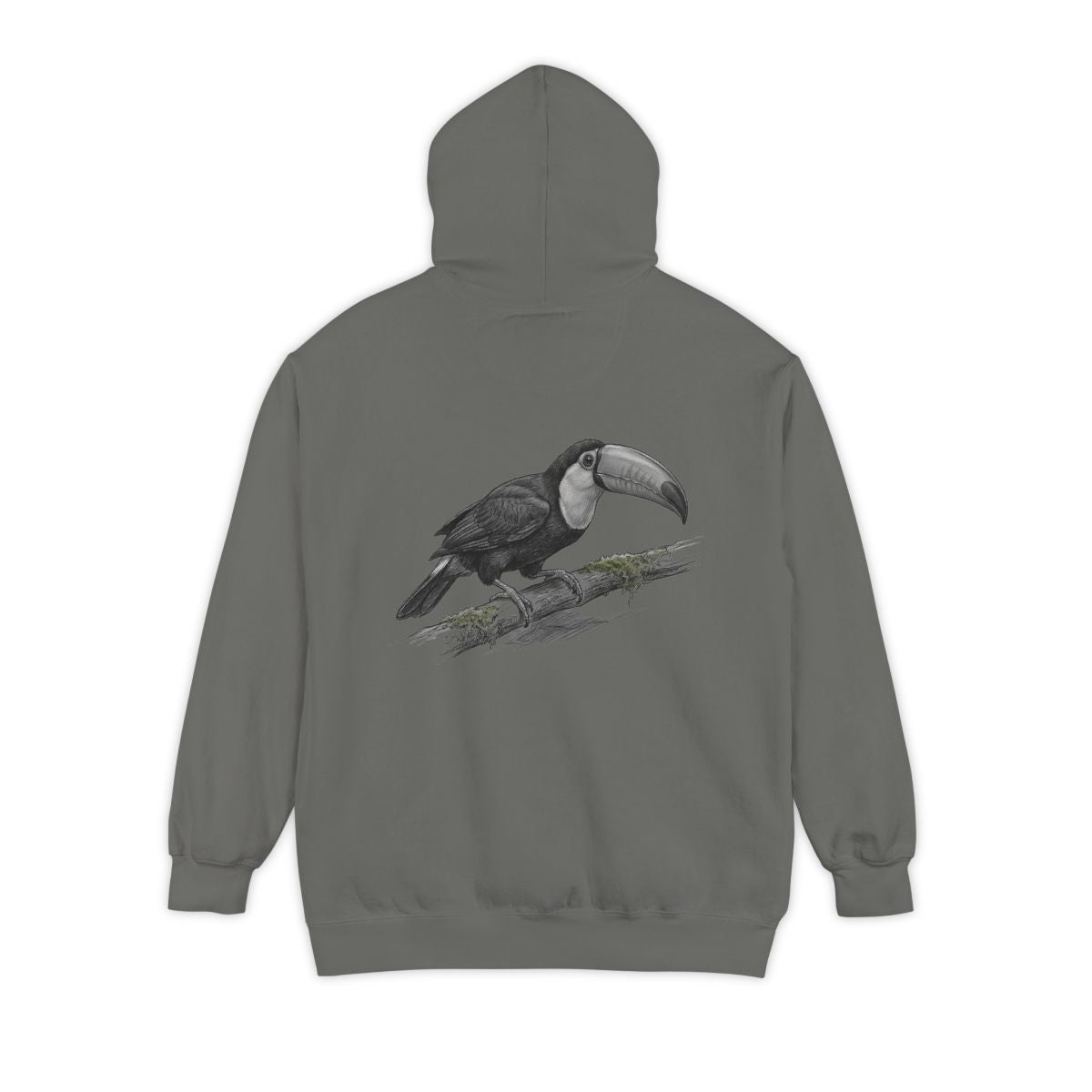 Color: Grey | Pencil Sketch Art Toucan Garment-Dyed Hoodie