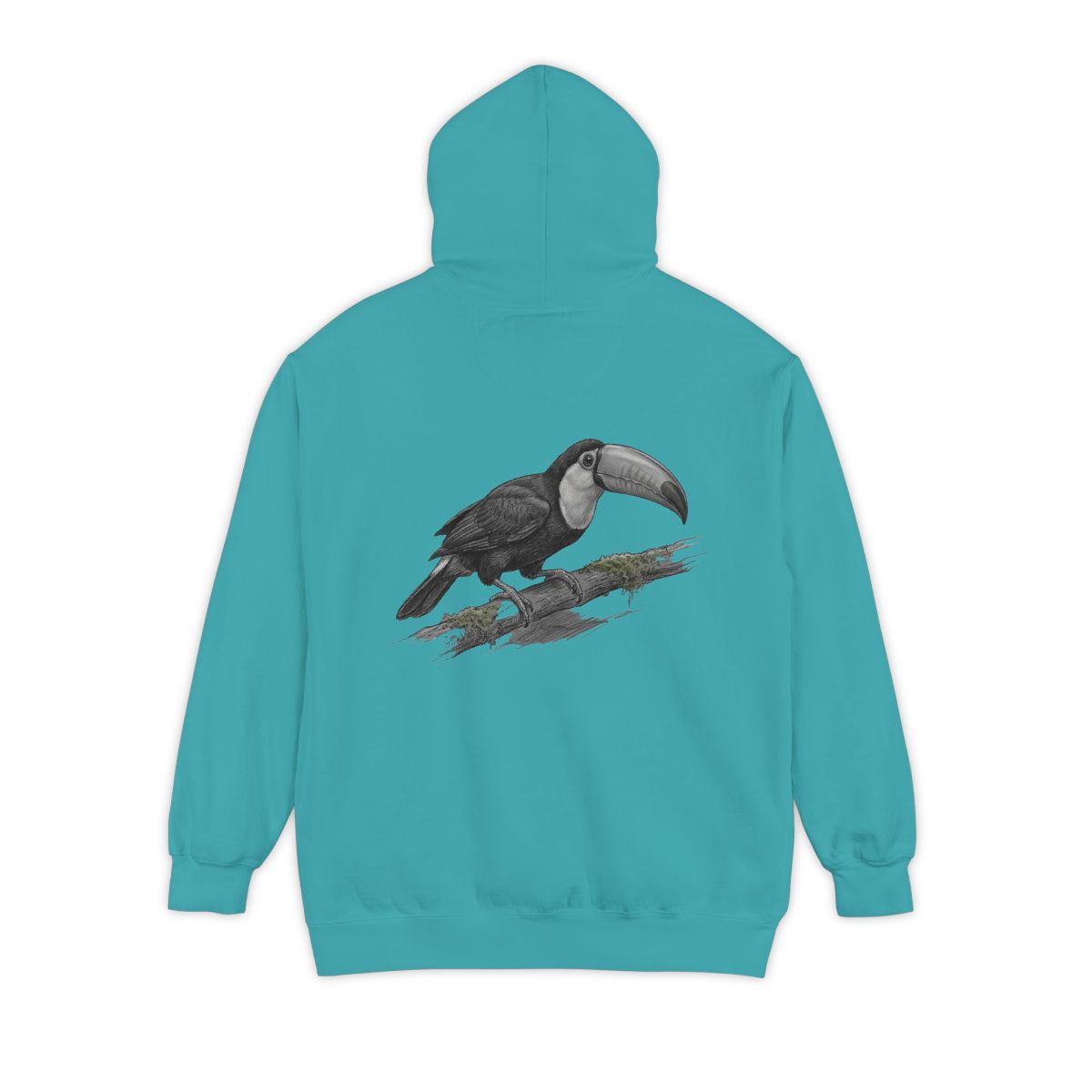 Color: Seafoam | Pencil Sketch Art Toucan Garment-Dyed Hoodie