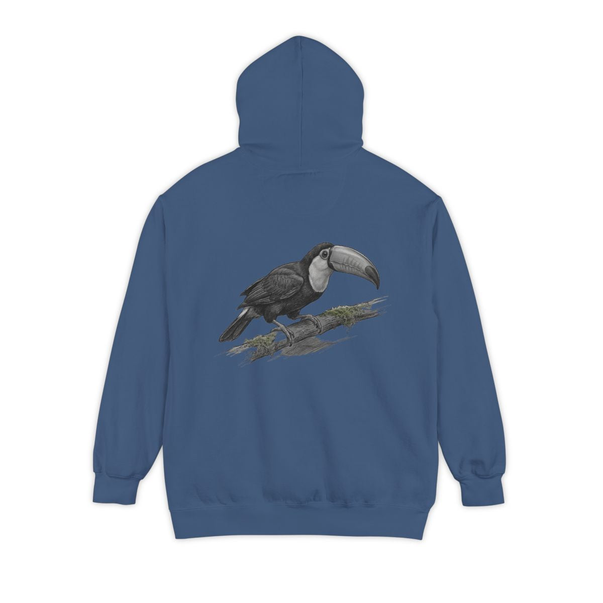 Color: True Navy | Pencil Sketch Art Toucan Garment-Dyed Hoodie