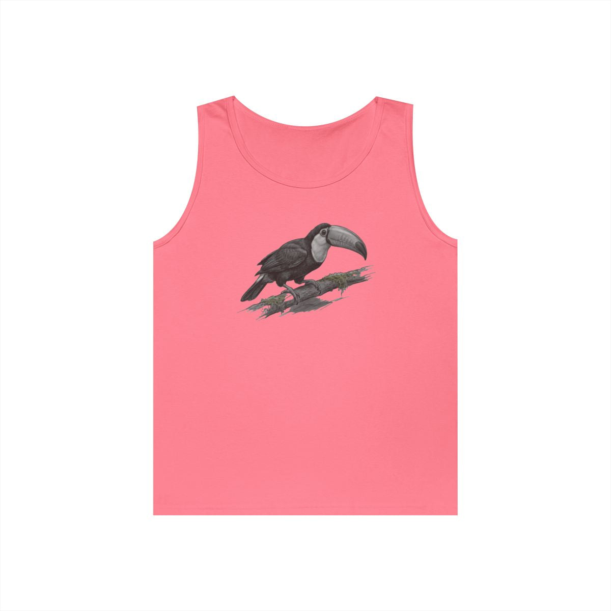 Color: Safety Pink | Pencil Sketch Art Toucan Tank Top